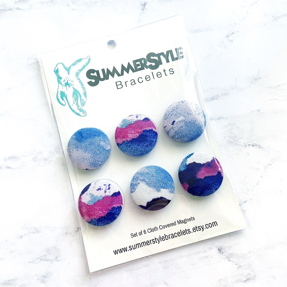 Cool Clouds Cloth Button Magnet Set